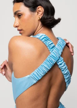 Vanilia Crinkle Satijnen Jurk Met Open Rug<Vrouw Jurken