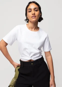 Vanilia Cropped Shirt Met Knoopdetail<Vrouw Basics