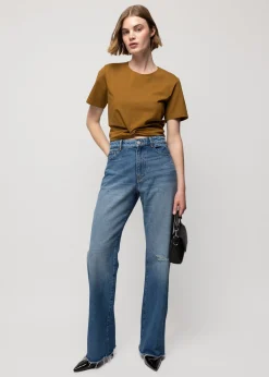 Vanilia Cropped Shirt Met Knoopdetail<Vrouw Tops