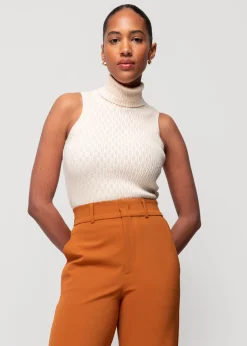 Vanilia Katoen Gebreide Top Met Col<Vrouw Tops