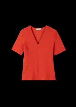 Vanilia Rib Top Met V-Hals<Vrouw Tops