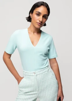 Vanilia Rib Top Met V-Hals<Vrouw Tops