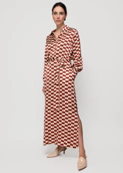 Vanilia Viscose Midi Jurk Met Blok Print<Vrouw Jurken