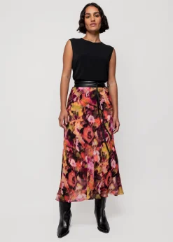 Vanilia Viscose Midi Rok Met Print<Vrouw Rokken